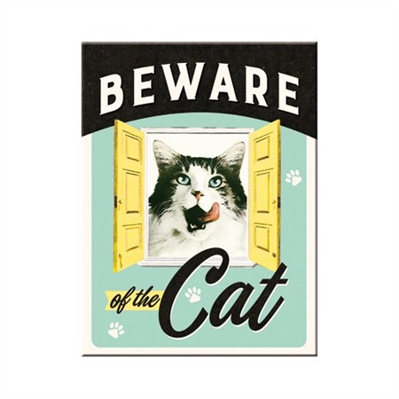 Magnet  Beware of Cat 6*8 cm