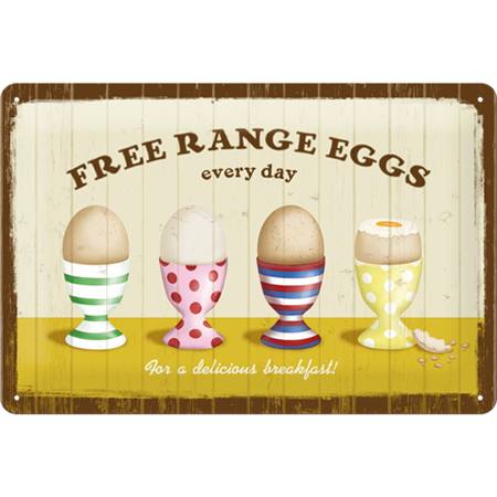 Skylt Free ranges eggs 20*30 cm